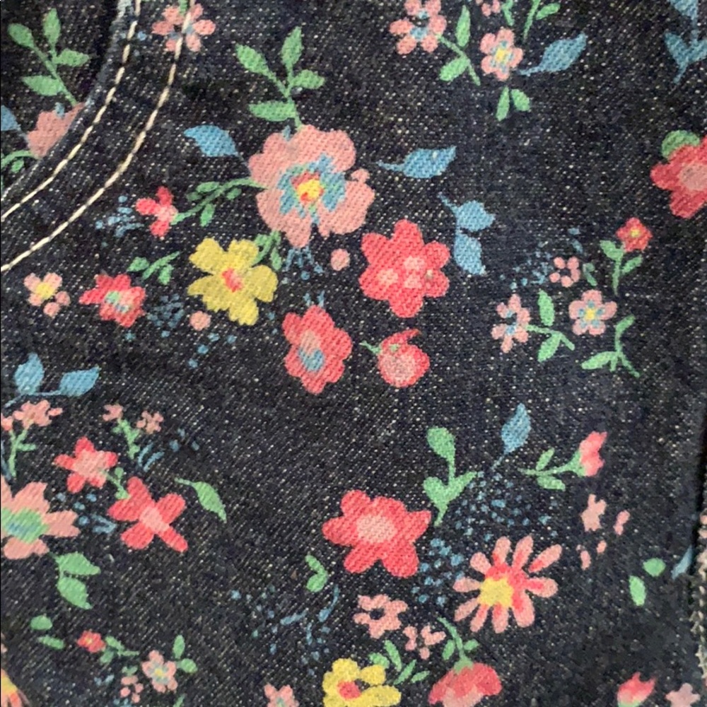 Floral denim overalls